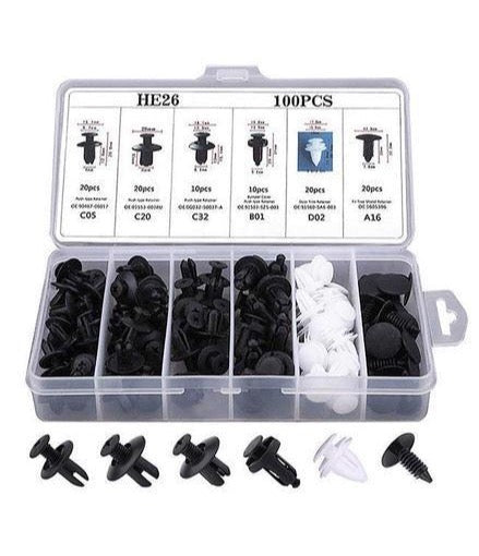 Remaches de Empuje Sujetadores para Auto Kit 100 Und