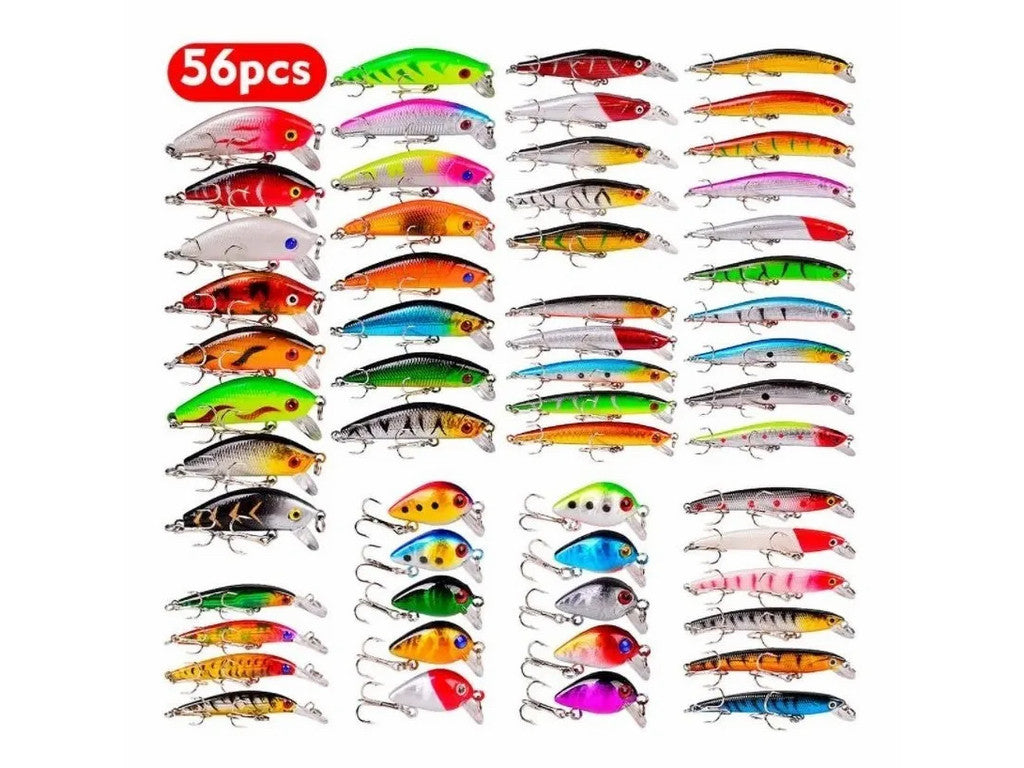 Set de Señuelos de Pesca de 56 Piezas, Cebo Duro
