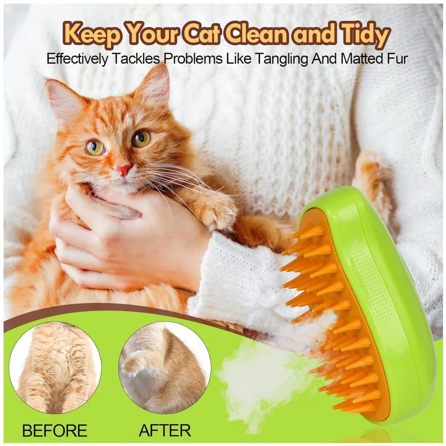 Cepillo para Mascotas con Vapor Pelaje Brillante