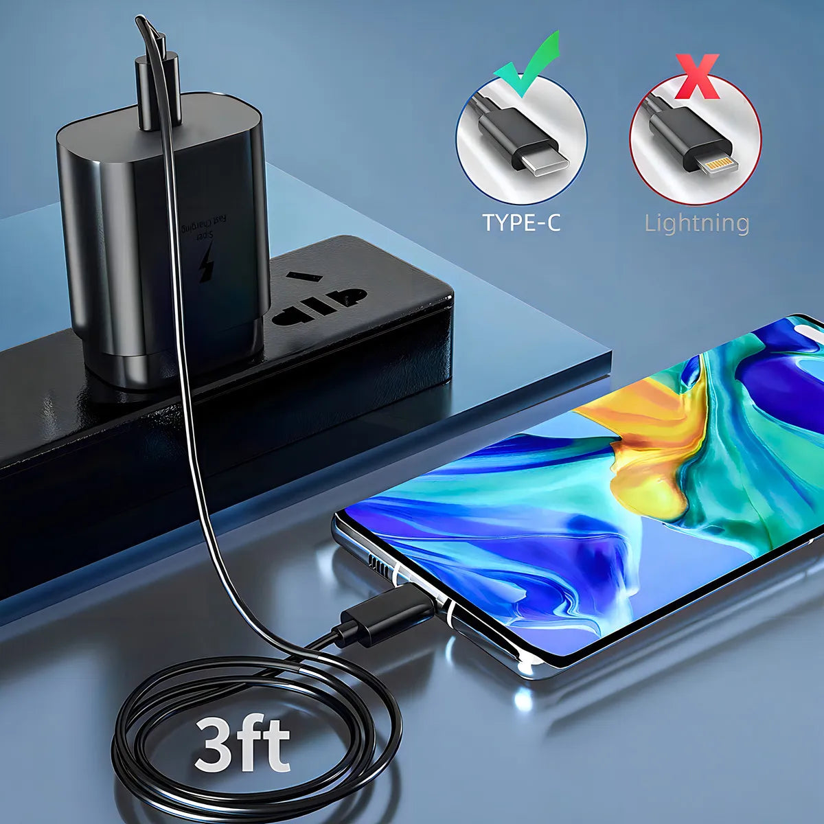 Cargador 120w Carga Rápida Cable USB C