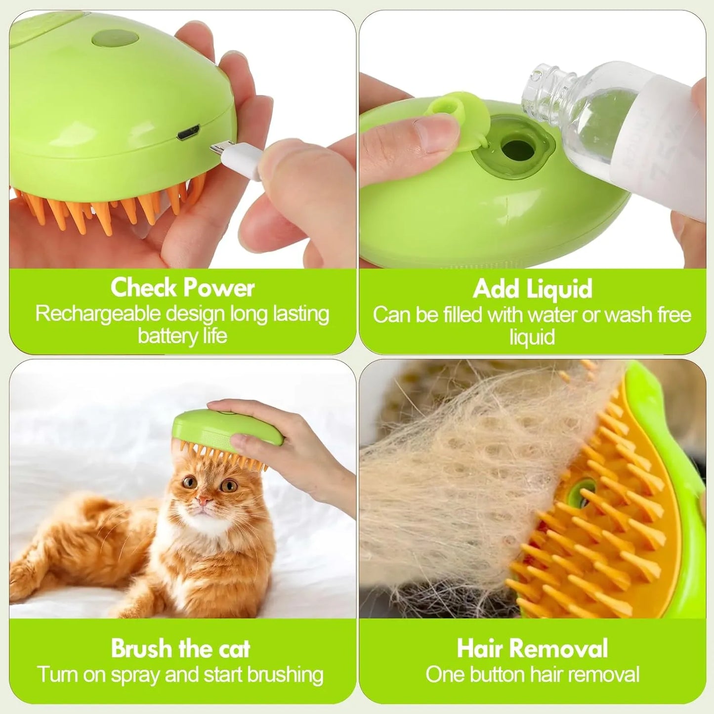 Cepillo para Mascotas con Vapor Pelaje Brillante